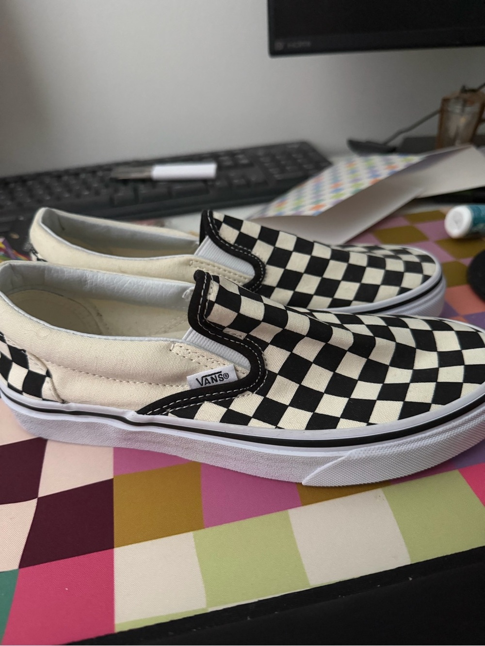 Vans Checkerboard Slip-On Sneakers - Black & White - Picture 2 of 4